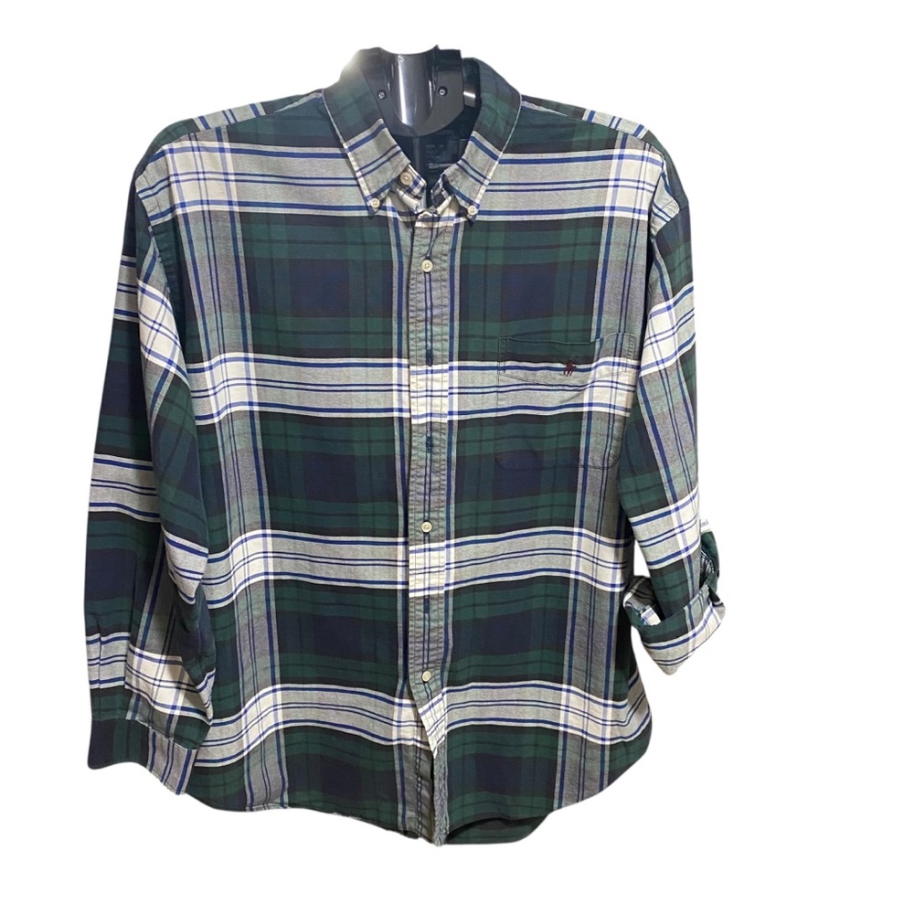!!!SOLDI!!!Ralph Lauren Big Shirt 100% Cotton Men's Green Plaid Shirt Size L